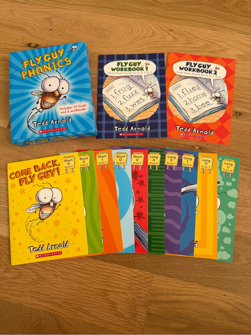 Tedd Arnold Fly Guy Phonics 10 Books & 2 Workbooks Set